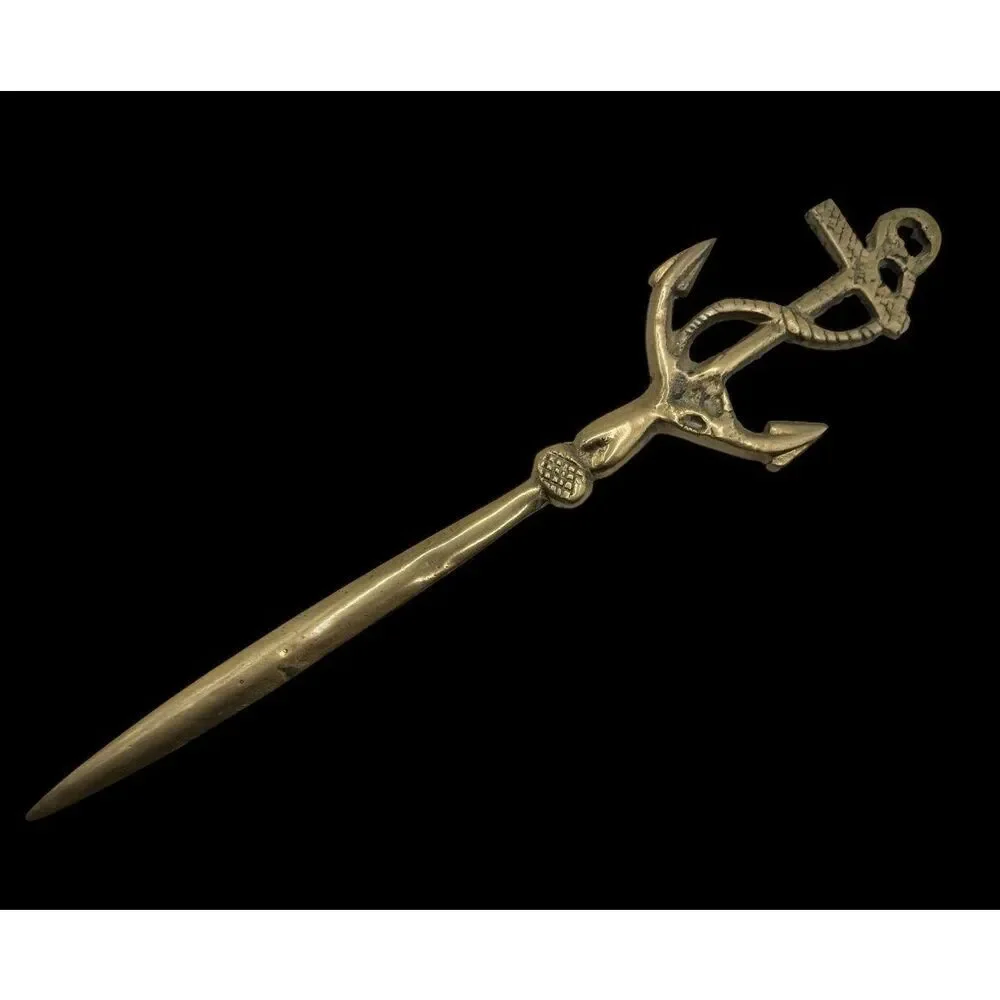 Brass Vintage Nautical Rope & Anchor Letter Opener 9.25”